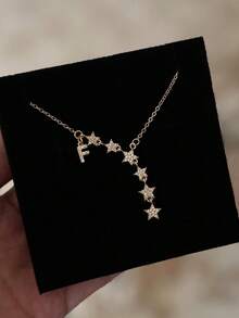 1件 Y2K 經典金色字母與閃亮星星 Y 型項鍊，女款精緻星空飾品，附禮盒，生日與情人節送給她的禮物 - 金色五角星 - 查看 3