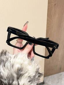 1 Pair Y2K-Style Cute Retro Square-Frame Clear-Lens Unisex Glasses – Accessory For Women - Clear - View 3