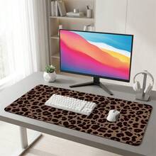 Large Brown Leopard Mouse Pad For Gaming Office Home Desk Mat Rubber Base PC Laptop Study Desk Mat Computer Keyboard Pad Non Slip Smooth Surface Office Home Gaming Desk Accessories - View 3