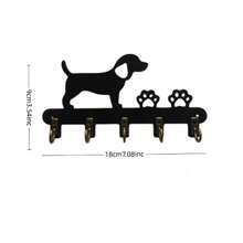 1-Piece Wall-Mounted Key Hook For The Entryway | Style Wall Key Holder | Wooden Wall Decor | Decorative Key Rack For The Entryway | Handcrafted Wooden Home Decor | Removable Wooden Key Holder - Black Puppy Keychain - View 2
