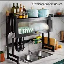 NEW Minimalist Reinforced Metal Drainer For Dishes Above The Sink With A Thickened Structure And Dustproof Cabinet Door, Large Capacity, Multifunctional Kitchen Storage Organiser For Home - View 9
