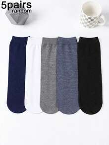 5 Pairs Loose Fit Solid Color Socks, Loose Ankle Socks, Ultra Loose Short Socks, Soft Breathable Mid-Foot Socks, Elastic Top Design, Easy To Put On And Take Off, Unisex, Suitable For Men, Elderly And Daily Wear. Random Colors - Multicolor - View 10