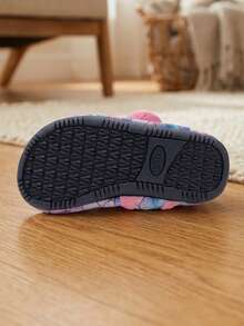 Fish Scale Kids Indoor Slippers Girls Soft Rubber Sole Lightweight Warm Comfortable Colorful Leopard Print Hook And Loop Toddler Mid-Child Autumn Winter - Multicolor - View 11