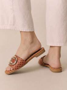 Women Flat Sandals - Burnt Orange - View 4