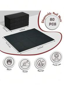 50/20/5pcs Black Disposable Waterproof Stain-Resistant Nail Table Mat, Composite Film Material, Tattoo Cleaning Tool, Tablecloth Mat, Nail Table Mat - Black - View 3