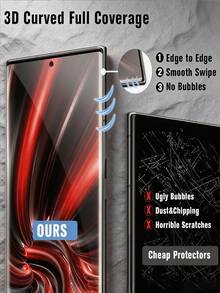 2Pcs 3D Curved HD Tempered Glass Film Full Coverage 9H Hardness Explosion Proof Anti Scratch Phone Screen Protector Compatible With Samsung Galaxy/Honor/ Reno/Compatible With Xiaomi/ Note 15 14 13 Pro+ 4G 5G No Bubble Automatic Adsorption Protective Film - Clear - View 9