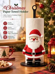 Tempat Tisu Dapur Bergaya Santa Claus, Tempat Gulungan Vertikal Meja, Tempat Gulungan Meja, Pajangan dan Penyimpanan, Desain Santa Claus yang Menarik, Pohon Natal, Selamat Natal, Cocok untuk Dapur, Kamar Mandi, Ruang Tamu dan Ruang Makan, Barang Dekoratif untuk Menciptakan Suasana Natal yang Hangat - MultiWarna - View 3