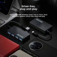 Hub chia cổng USB 3.0 4 cổng siêu mỏng, nhỏ gọn, di động cho điện thoại, máy tính và USB flash drive - Xem 4