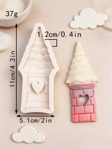 Castle Silicone Fondant Mold 3D, Princess Prince Windmill House Chocolate Candy Cake Decorating Mold, Fairy Tale Wedding Birthday Party Cupcake Topper Tool, Gum Paste Polymer Clay DIY Baking Mold, Non-Stick Reusable - Light Grey - View 13