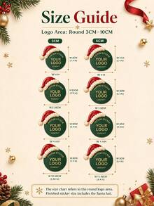 Personalized Christmas Logo Labels And Stickers, Upload Your Logo/Image To Customize Christmas Hat Design, Suitable For Christmas Gift Packaging, Gift Boxes, Packaging Bags, Retail And Small Business Holiday Branding Personalized Labels/Stickers - Multicolor - View 6