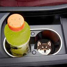 2pcs Brown & White Cartoon Shiba Inu Print Car Cup Holders, Non-Slip Durable Easy To Clean, Cup Holder Decor, Suitable For Daily Commute, Long-Distance Driving, Dating Outings And Various Scenarios, Unisex, Fashionable Car Interior Accessory And Great Gift Idea - Cute Shiba Inu - View 4