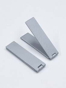 1-Piece Foldable Metal Phone Stand Adhesive Back Mount, Phone Case Accessory Back Mount Stand, Horizontal And Vertical Dual-Use Mini Foldable Desktop Stand, Slouchy Stand, Simple Portable Practical Stand - Silver - View 2