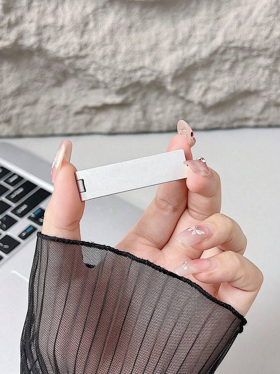 1-Piece Foldable Metal Phone Stand Adhesive Back Mount, Phone Case Accessory Back Mount Stand, Horizontal And Vertical Dual-Use Mini Foldable Desktop Stand, Slouchy Stand, Simple Portable Practical Stand - Silver - View 1