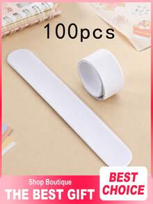 100/50/20/10/1 Pc White DIY Handmade Wristbands, Blank Colorable PVC Bracelets, Colorable Elastic Bracelets, Suitable For Party Favors, Classroom Rewards, And Craft Projects - White - View 10