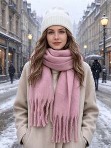 6 Styles Oversized Mohair Tassel Scarf - Winter Fluffy Blanket Shawl - Multicolor - View 2