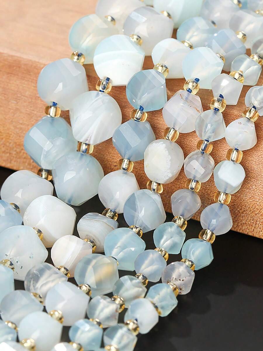 1 Strand 6/8/10mm Natural Irregular Shape Agate Jade Stone Beads For DIY Pendant Bracelet Jewelry Making Diy Handicrafts Accessories - Baby Blue - View 1