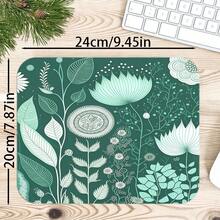 1pc Emerald Green Botanical Flower Mouse Pad, White Lotus Daisy Leaf Folk Art Pattern Extended Desk Mat For Home Office And Gaming, Sizes S/M/L/XL - View 16