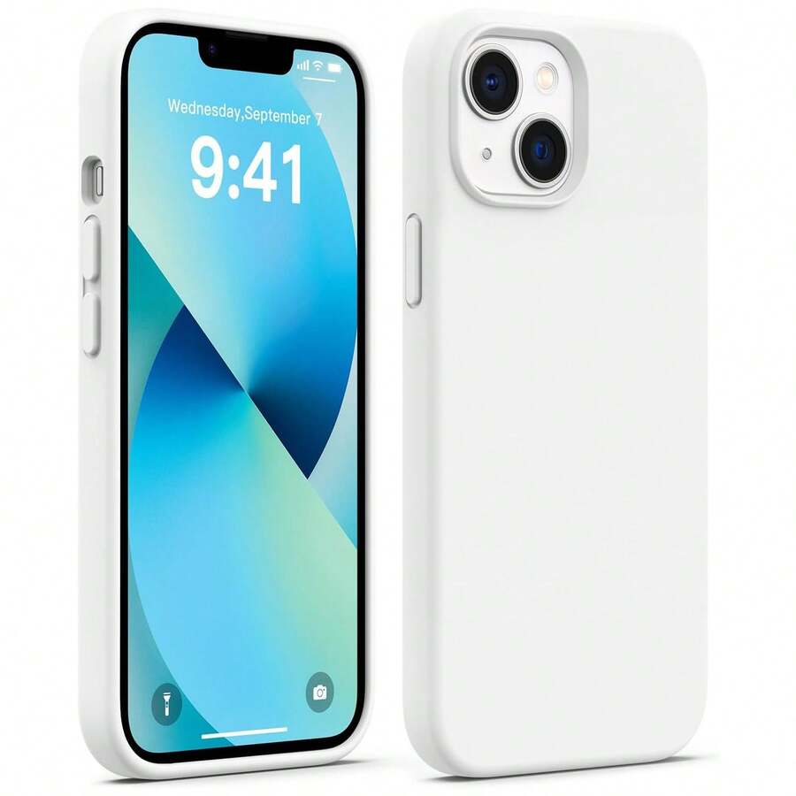 原裝矽膠保護殼，適用於 iPhone 13 14 15，[軍規級防震保護] 矽膠保護殼配備柔軟防刮微纖維內襯，適用於 iPhone 16 Pro Max 17 Pro Max 18 Pro Max XS Max XR 7 8 Plus SE2022 6s 6s Plus 12 Mini 11 - 純白 - 查看 1