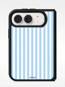 Minimalist Dual-Color Striped Pattern Design Foldable Phone Case, Compatible With IPhone Duo 18 Ultra, Cute Shockproof Shell, Gift - Blue - View 5