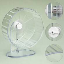 Silent Running Wheel For Hamsters, 22cm, Transparent Acrylic Material With Height Adjustable Structure. It Acts As Exercise Accessory For Different Kinds Of Small Pets. - View 5