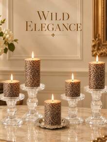 3/1pc European Style Leopard Print Pillar Candles, 1.97 Inch Diameter, Set Combination, Suitable For Home Decor, Cabinet Decor, Holiday Party, Birthday Gift, Photography Props, Women's Gift - Multiple Styles - View 2