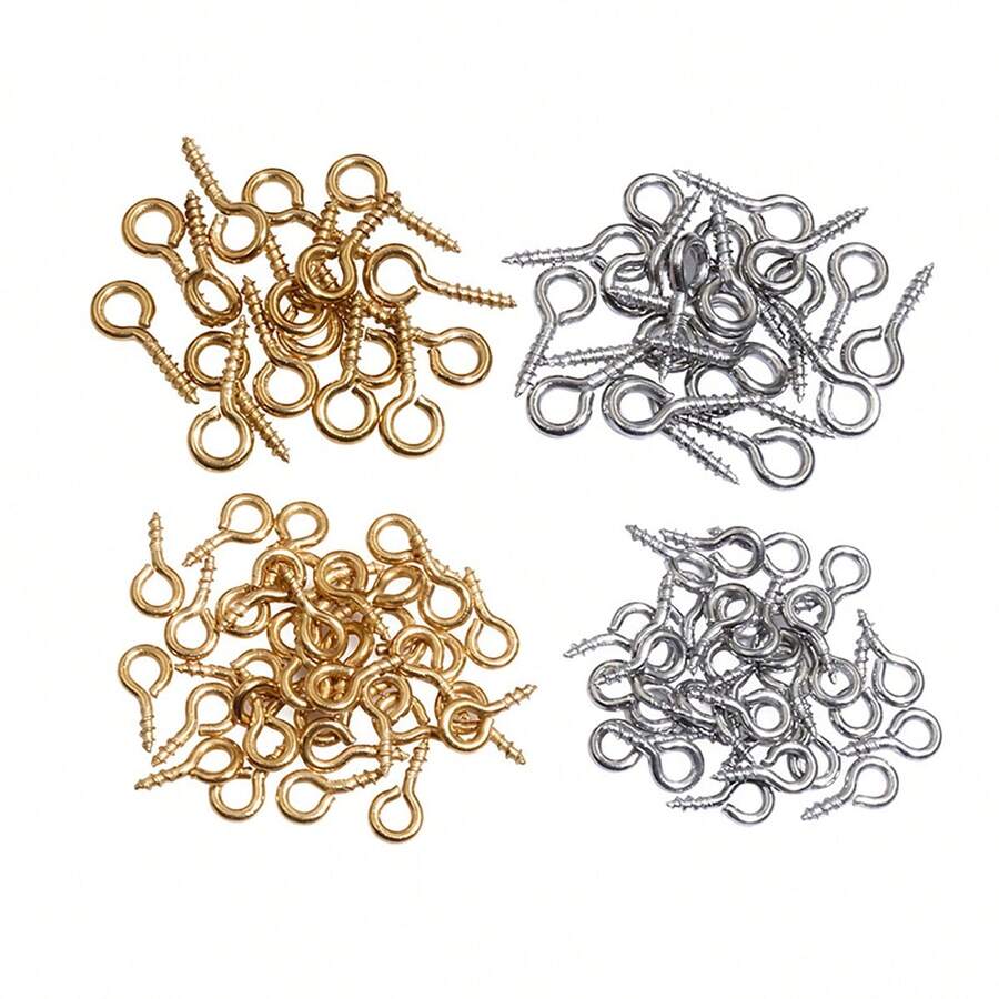 50pcs Small Tiny Mini Eye Pins Eyepins Hooks Eyelets Screw Threaded 8 Colors Clasps Hooks DIY Jewelry Making Accessories - Ram Horn Studs - View 1
