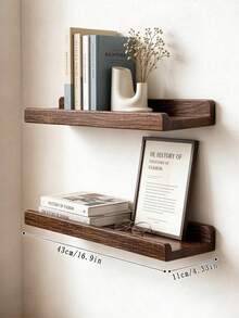 2pcs Solid Wood Floating Wall Shelves, Nordic Style L-Shaped Anti-Drop Wall-Mounted Storage Racks, Bedroom Living Room Kitchen Decorative Display Shelves, Photo Book Spice Storage Racks - Multicolor - View 14