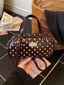 1pc Girls Polka Dot PU Zipper Closure Fashion Handbag Crossbody Bag Suitable For All Seasons Daily Use - A - View 10