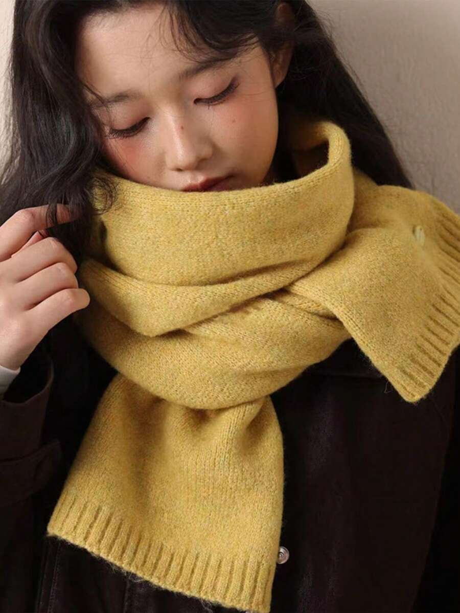 FADZOYLE 1pc Solid Color Long Knit Scarf Shawl Wraps Comfortable All Season Winter Fall Warm Soft,Daily Elegant Evening Travel Office Wedding Gift Accessories - Multicolor - View 1
