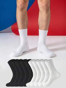 1/5/10/20 Pairs Unisex Long Tube Socks, Striped Casual Socks For Daily Wear, All-Season Sports Socks - Multicolor - View 1