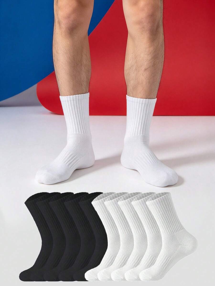 1/5/10/20 Pairs Unisex Long Tube Socks, Striped Casual Socks For Daily Wear, All-Season Sports Socks - Multicolor - View 1
