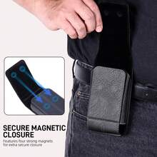 EIGIIS Phone Holster For Men Belt With Clip, Phone Clip For Belt With Rotatable Back Clip, Phone Pouch Compatible With 7.0 Inches Or Smaller - Black - View 4