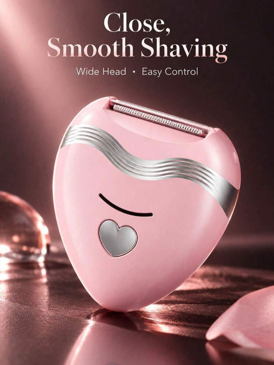 Women's Heart-Shaped Portable Electric Shaver, Wireless Wet & Dry Painless Epilator, Wide Head Body Razor, Mini Bikini Trimmer, Gentle Full Body Grooming Device For Underarms, Legs, Arms, Bikini Line And Intimate Areas - Multicolor - View 1
