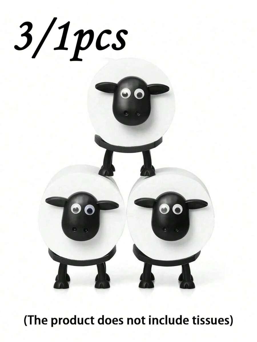1/3 Packs Sheep Toilet Paper Holder, Funny 3D Printed Black Sheep Design, Freestanding Toilet Paper Storage Rack, Suitable For Bathroom Shelves, Housewarming Gifts, Bathroom Decor And Kitchen - Multicolor - View 1