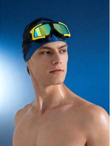 WEITIS Adult Large Frame Swimming Goggles, HD Waterproof Anti-Fog Unisex Professional Diving Swim Glasses - Black Border With Yellow Gold Plating + Bagged Packaging - View 8