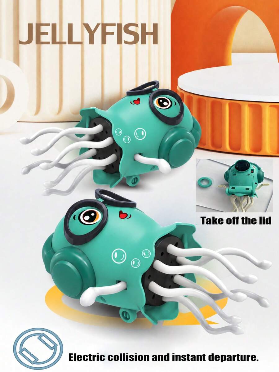 1PC Kids Electric Magic Dancing Jellyfish Octopus Automatic Sensor Obstacle Avoidance Octopus Light Toy Automatic Dodge Jellyfish Self-Equipped With 3 AAA Batteries (Batteries Not Included, Back-Walking, Remove Back Cover First)