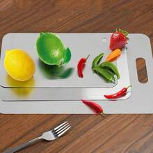 1pc/3pcs Stainless Steel Cutting Board, Double-Sided Metal Chopping Block - Easy To Clean Non-Stick Space Saving Rust Resistant Suitable Fruit Vegetable Bread And More - View 7