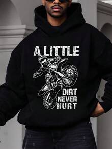DOPE | American Vintage Off-Road Motorcycle Print Hoodie Men's Loose Fit Pullover Sweatshirt - Black - View 3