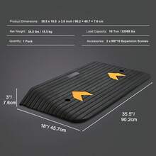 Upgraded Rubber Threshold Ramp, 3" Rise Door Ramp With 1 Channel, Natural Rubber Car Ramp With Non-Slip Textured Surface, 33069 Lbs Load Capacity Curb Ramp For Wheelchair And Scooter - 3 Inches - View 11