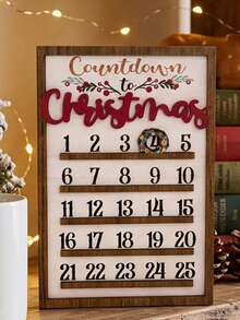 New Christmas Wooden Calendar Moving Ornament Creative Gift Wooden Craft Countdown Calendar Hanging Decoration - A - View 3