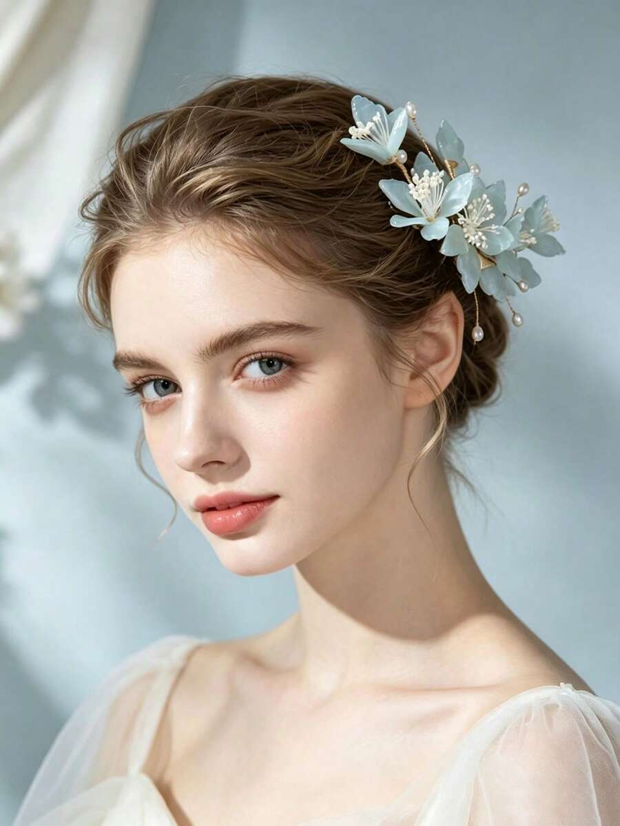 1件水晶頭飾新娘婚禮髮梳珍珠髮夾女性與女孩髮飾 - 9165 - 查看 1