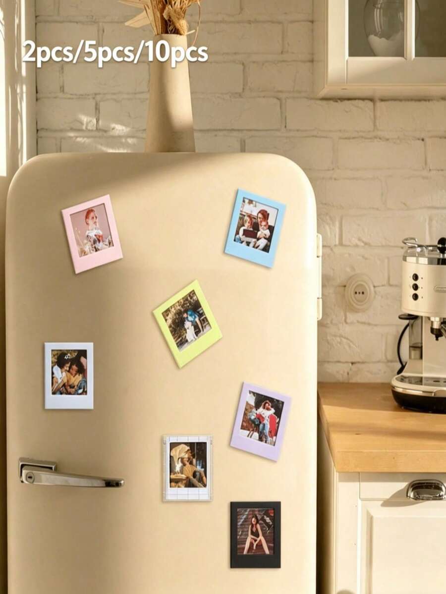 10/5/2pcs Square Magnetic Mini Photo Frames, Double-Sided Display Mini Fridge Magnet Photo Frames, Summer Home Decor, Fridge Magnetic Photo Frames, Desktop Photo Frames, Nordic Bohemian Style Decoration - Multicolor - View 1