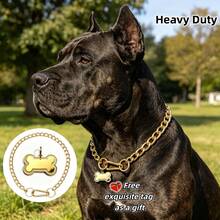 Iron Alloy Pet Collar With Anti-Escape Safety Buckle, Durable Rust-Proof Dog Neck Chain, Medium To Large Dog Outdoor Training Leash Collar - Silver - View 4