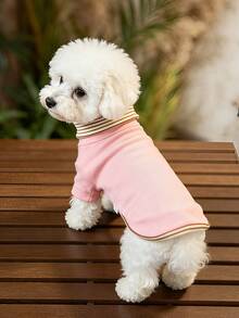 1PC Pink/Yellow Lapel Pet Clothes Fashionable And Casual Winter Warm Pullover Suitable For Small And Medium Sized Cats And Dogs - Multicolor - View 4