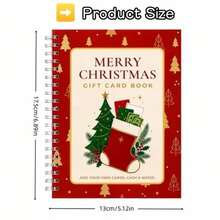 1-Pack Merry Christmas Gift Card Album, Coil-Bound Gift Card Holder, Christmas Stocking And Christmas Tree Pattern Cash Bill Organizer, DIY Holiday Gift Display Book, Suitable For Family And Friends, 5.12*6.89 Inches - Multiple Styles - View 4