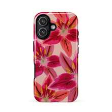 Lily Flower Phone Case, Colorful Abstract Floral Pink Phone Case, Lily Scattered Flower Design Phone Case, Compatible With IPhone 18 17 16 15 14 13 12 11 Pro Max - Red - View 6