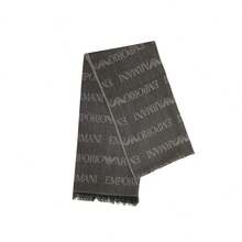 Emporio Armani Unisex Tassel Scarf With Allover Logo Print EM004238 AF21541 F6138 - Brown EM004238 AF21541 F6138 - View 4