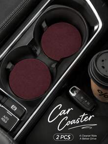 Jemdura Solid Color Car Cup Holder Coasters (2pcs) – Made Of PU Material; Non-Slip And Stain-Resistant; 2.75 Inch Diameter. Perfect Car Accessory – Especially For Women – Also An Ideal Choice For Drivers Who Enjoy Drinking Water Or Coffee On The Go. - Solid Color Car Cup Holder - View 9