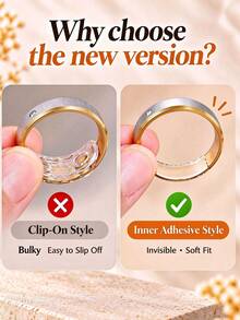 1 Set Ring Size Adjuster Invisible Clear Tape,Self Adhesive Ring Resizing Strips,Soft Transparent Ring Reducer For Loose Rings, Reusable Ring Size Reducing Stickers,No Bulk Comfort Ring Tightener For Silver Gold Rings, Flexible Ring Adjustment Film - Multicolor - View 4