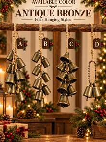 Vintage Antique Bronze Clock Christmas Hanging Ornament With Yellow Hemp Rope, Rustic Farmhouse Style Holiday Decor, Soothing Bell, Easy To Hang On Christmas Tree, Doors And Windows, Winter Gift - Christmas Bell Ornament - View 11